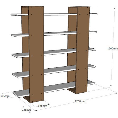 Woody Fashion Polica za knjige, Bijela boja Orah, Pool - White, Walnut slika 3