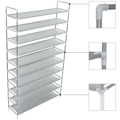 Stalak za cipele s 10 polica od metala i netkane tkanine srebrni slika 15