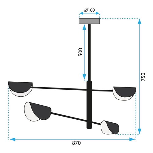 Stropni luster APP1260-4CP BLACK slika 6