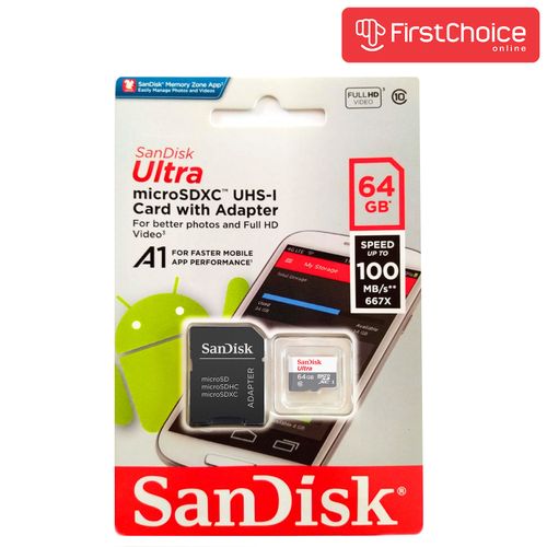 SanDisk 64GB Ultra microSDXC + SD Adapter 100MB/s, Class 10 UHS-I slika 2