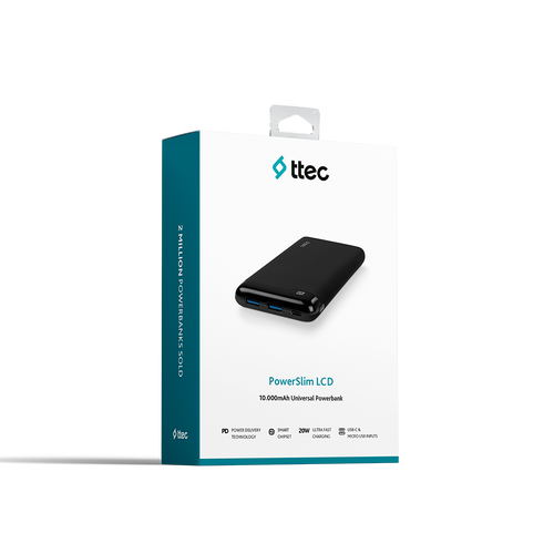 Ttec Prijenosni punjač PowerSlim LCD PD 10.000 mAh Powerbank  wth USB-C Input/output/Black slika 7