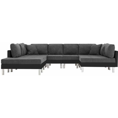 Modularna sofa od umjetne kože crna slika 3