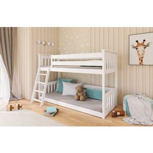 Drveni dječji krevet na kat Kevin - bijeli - 180*80 cm