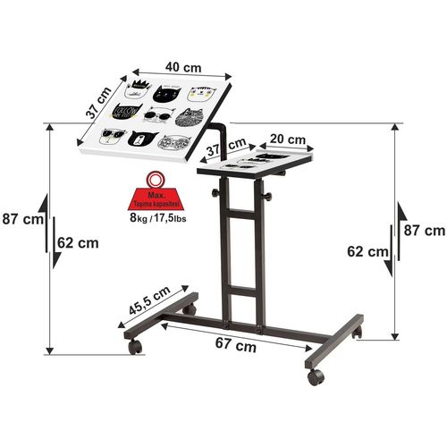 Woody Fashion Samostojeći stol za prijenosno računalo, Bijela boja Crno, Glen Cats - White, Black slika 5