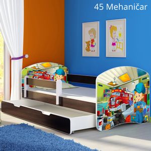 Dječji krevet ACMA s motivom, bočna wenge + ladica 180x80 cm 45-mehanicar