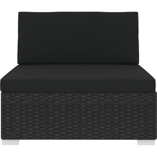 Modularna srednja fotelja s jastucima 1 kom od poliratana crna slika 30