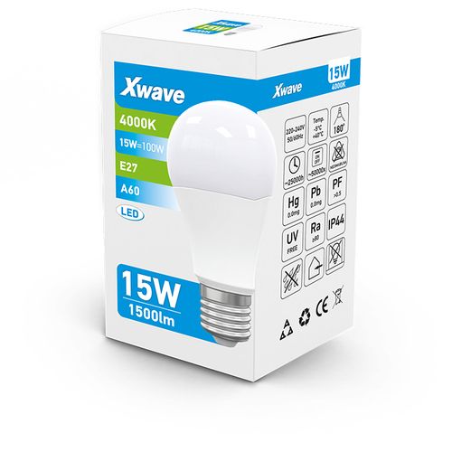 Xwave E27 15W SL-B-A15-4K LED Sijalica 4000K/1500Lm,Bela slika 2