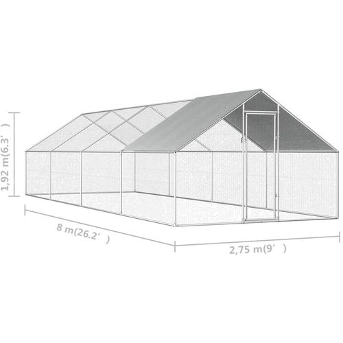 Vanjski kavez za kokoši od pocinčanog čelika 2,75 x 8 x 1,92 m slika 31