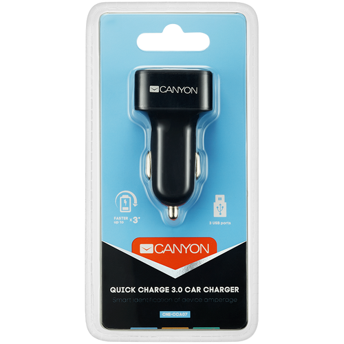 CANYON C-07 Univerzalni 3xUSB adapter za automobil (1 USB sa brzim punjačem QC3.0) slika 3