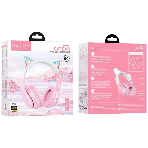 hoco. Bežične stereo slušalice, Bluetooth v5.3, 400mAh - W42 Cat Ears, Cherry Blossom slika 3