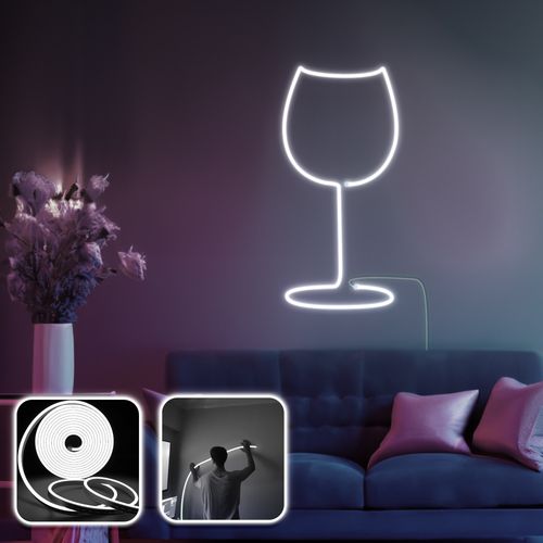 Opviq dekorativna zidna led svjetiljka, Wine Glass - Medium - White slika 2