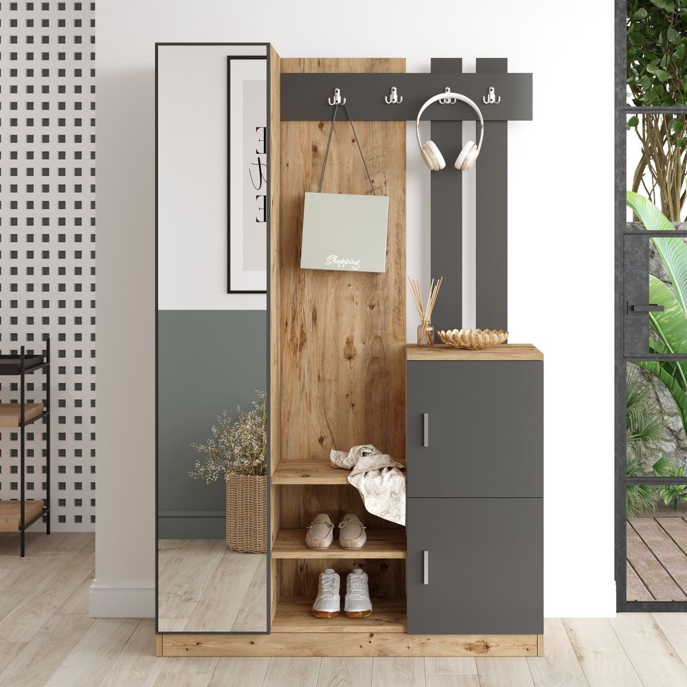 Dd7-Aa Atlantic Pine Anthracite Hall Stand slika 1