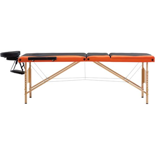 Sklopivi masažni stol s 3 zone drveni crno-narančasti slika 19