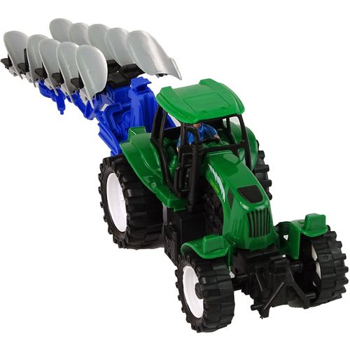 Traktor s plugom zeleno-plavi slika 3