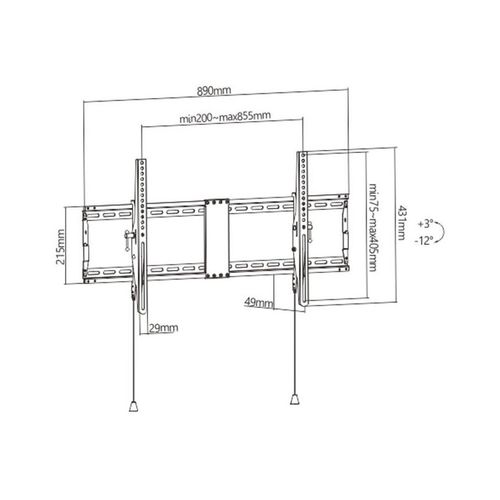 Gembird WM-90T-01 TV wall mount (tilt), Max. 70kg, 43”-90” slika 2