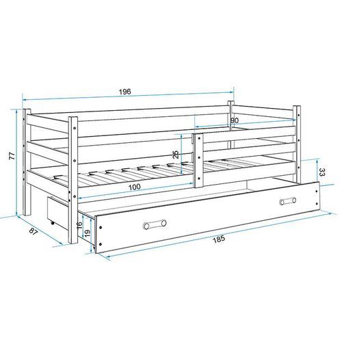 Drveni dječji krevet Erik s ladicom - 190*80 - grafit slika 3