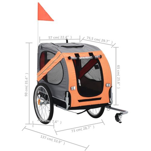 Prikolica za bicikl za psa narančasto-siva slika 26