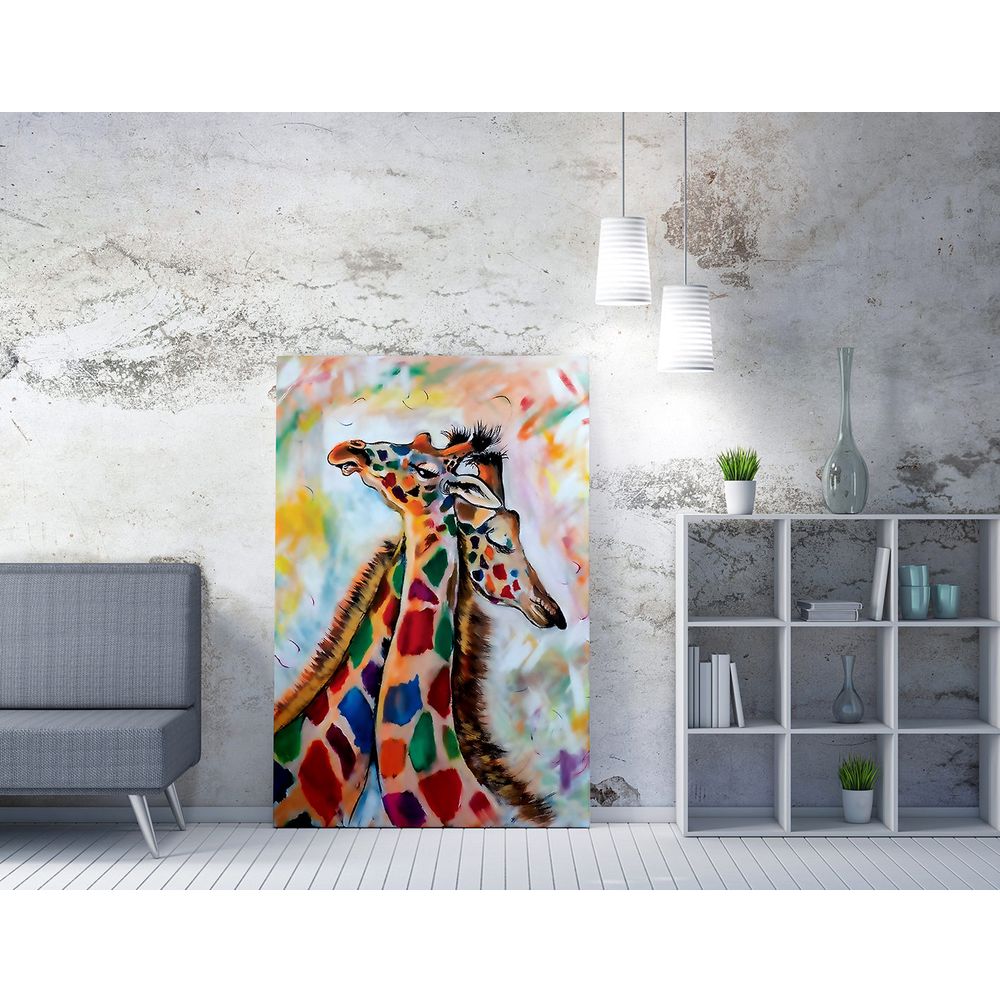 Dekorativna slika na platnu WY168 (70 x 100 cm ; u Više Boja; žirafe) - izložbeni artikl (oštećenja ambalaža) slika 1