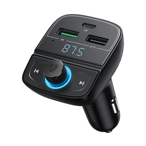 FM transmiter za auto UGREEN, LED zaslon, Bluetooth, Card Reader, USB-C, 2x USB, Quick charge 3.0, crni slika 1