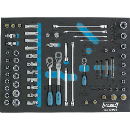 Komplet nasadnih ključeva, metrički 1/4'' (6.3 mm), 3/8'' (10 mm), 1/2'' (12.5 mm) 90-dijelni set Hazet 163-139/90 slika 1