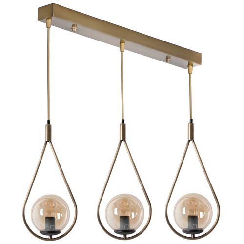 Damla 3 Lü Sıralı Bal Camlı Eskitme Sarkıt Copper Chandelier slika 2