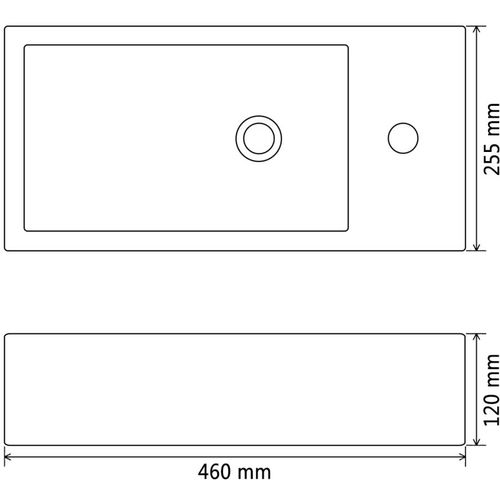 Umivaonik s otvorom pravokutni keramički crni 46x25,5x12 cm slika 13