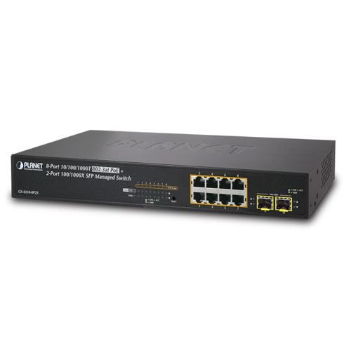 Planet L2 L4 8-Port RJ45 GbE HP PoE 2-Port 1G SFP Managed Switch (120W) slika 1