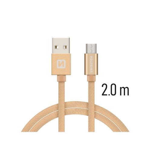 SWISSTEN kabel USB/microUSB, platneni, 3A, 2m, zlatni slika 1