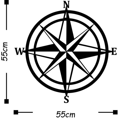 Compass Black Decorative Metal Wall Accessory slika 3
