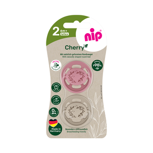 nip® Duda varalica Cherry 6m+ (veličina 2) - Latex, 2kom Roza/Bež