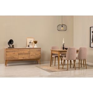 Atlantic Pine Stone Proširivi Trpezarijski Sto sa Stolicama i Konzolom (6 Komada)