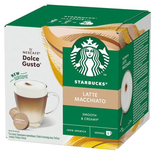 STARBUCKS Latte Macchiato by NESCAFÉ® Dolce Gusto®, kapsule za kavu, (12 kapsula / 6 napitaka), kutija, 129 g slika 1