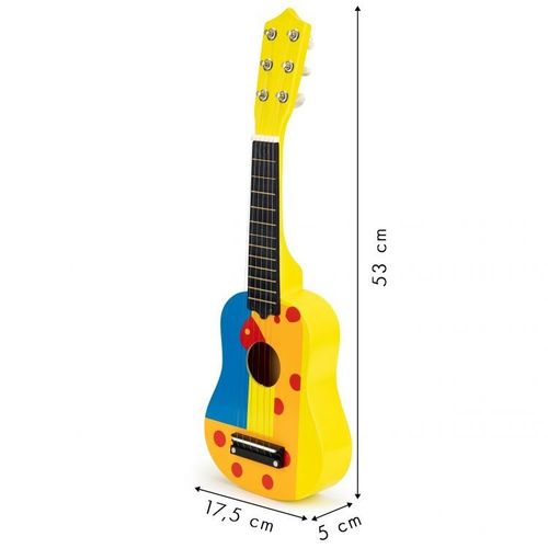 Eco Toys Drvena Gitara za Decu sa Metalnim Žicama – Cube Yellow slika 5