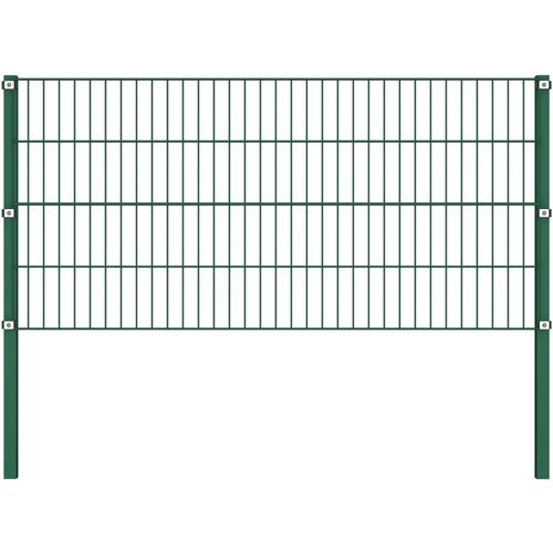 Panel za ogradu sa stupovima željezni 15,3 m zeleni slika 2