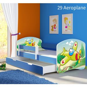 Dječji krevet ACMA s motivom, bočna plava + ladica 180x80 cm - 29 Aeroplane