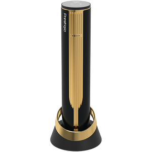 Prestigio Maggiore, smart wine opener, 100% automatic, opens up to 70 bottles without recharging, foil cutter included, premium design, 480mAh battery, Dimensions D 48*H228mm, black + gold color.