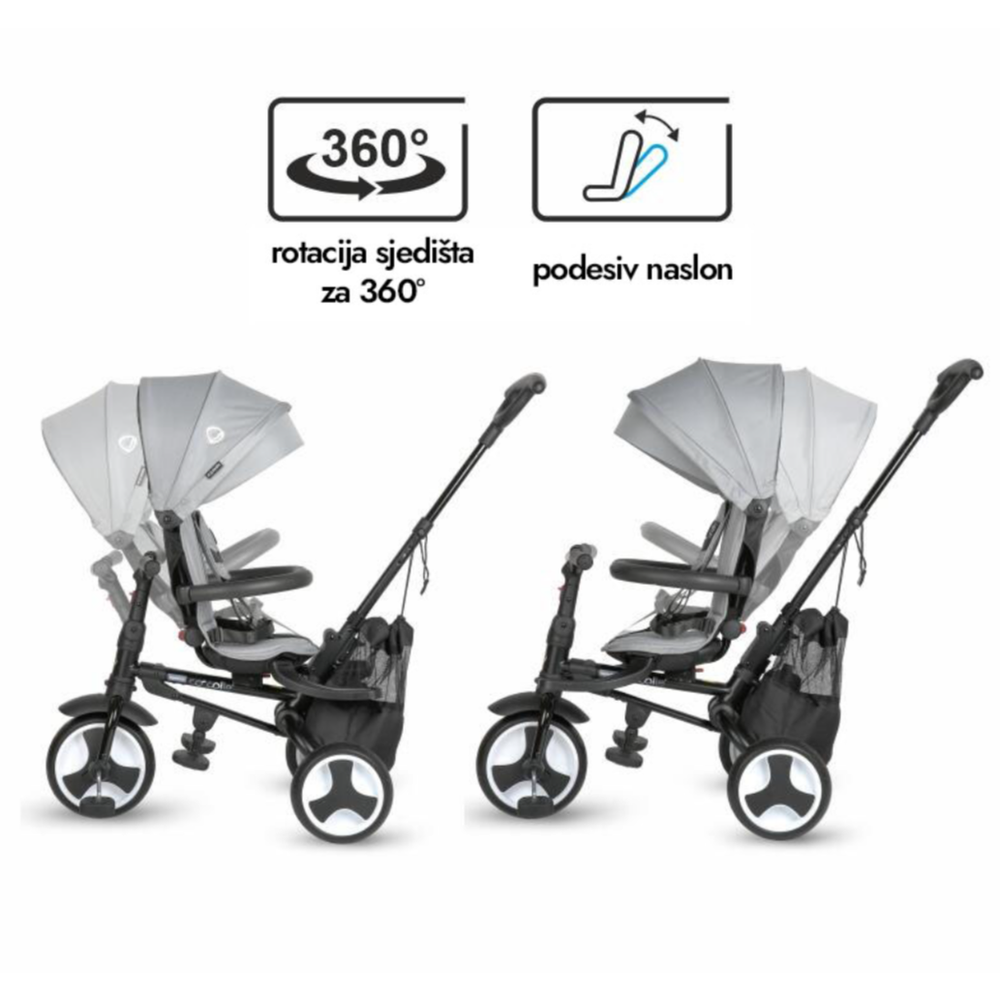 Coccolle Sklopivi rotirajući tricikl Spectra Plus Premium Line, Neutral Grey slika 2