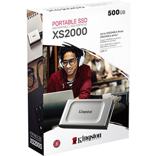 Kingston SSD SXS2000 500G 500GB eksterni USB Type-C 3.2 Gen 2x2 siva slika 3