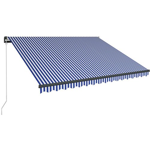 Tenda na ručno uvlačenje s LED svjetlom 400x300 cm plavo-bijela slika 57