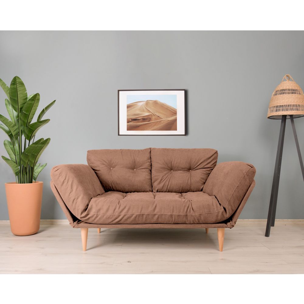 Nina Daybed - Svijetlosmeđi 3-sjedalni kauč na razvlačenje slika 1