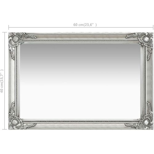 Zidno ogledalo u baroknom stilu 60 x 40 cm srebrno slika 6