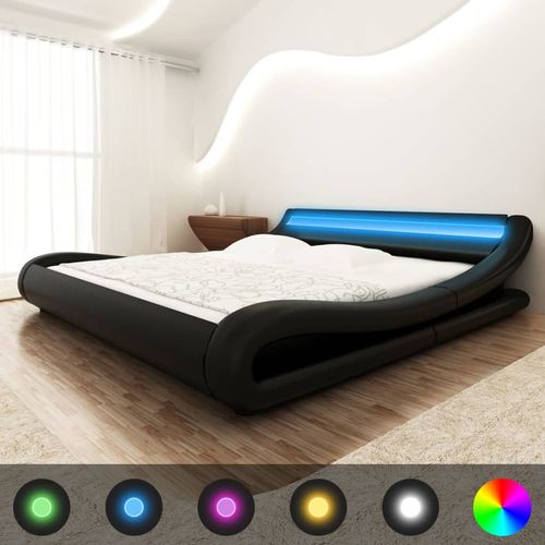 Krevet od umjetne kože s madracem od memorijske pjene LED crni slika 33