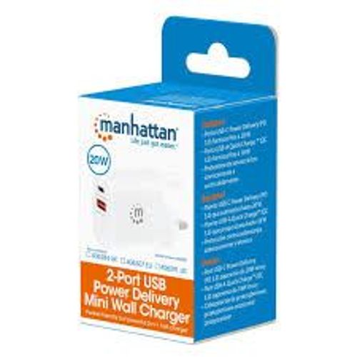 Manhattan mini zidni punjač sa 2porta USB Power Delivery 20W slika 1