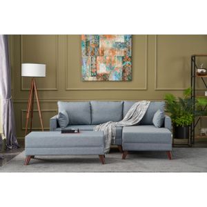 Atelier Del Sofa Kutna garnitura na razvlačenje BELLA SOFT, desna, plava, Bella Soft Mini Köşe Right - Blue