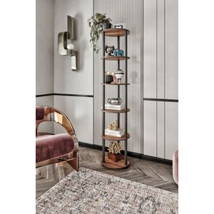  Bookshelf Bookcase 6 Layer Round, colour Walnut