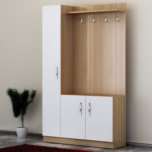 Naturel - Teak, Bijeli Teak Stalak za Odjeću