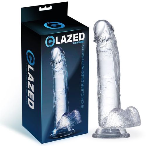 Glazed realistični prozirni dildo s testisima 18cm ili 22cm slika 1