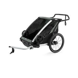 Thule Chariot Lite 2 zeleno (agava)/crna sportska dječja kolica i prikolica za bicikl za dvoje djece (4u1)