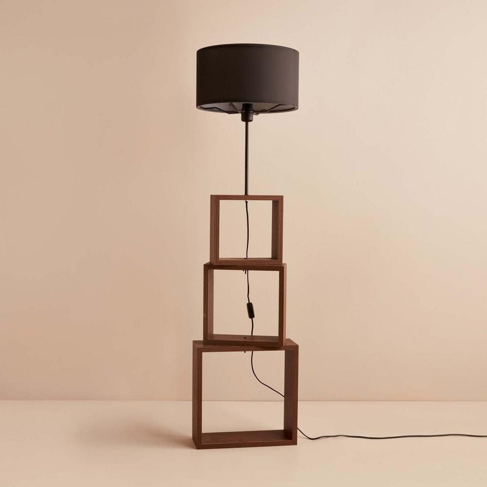 AYD-3471 Crno-smeđa Drvena Podna Lampa slika 1