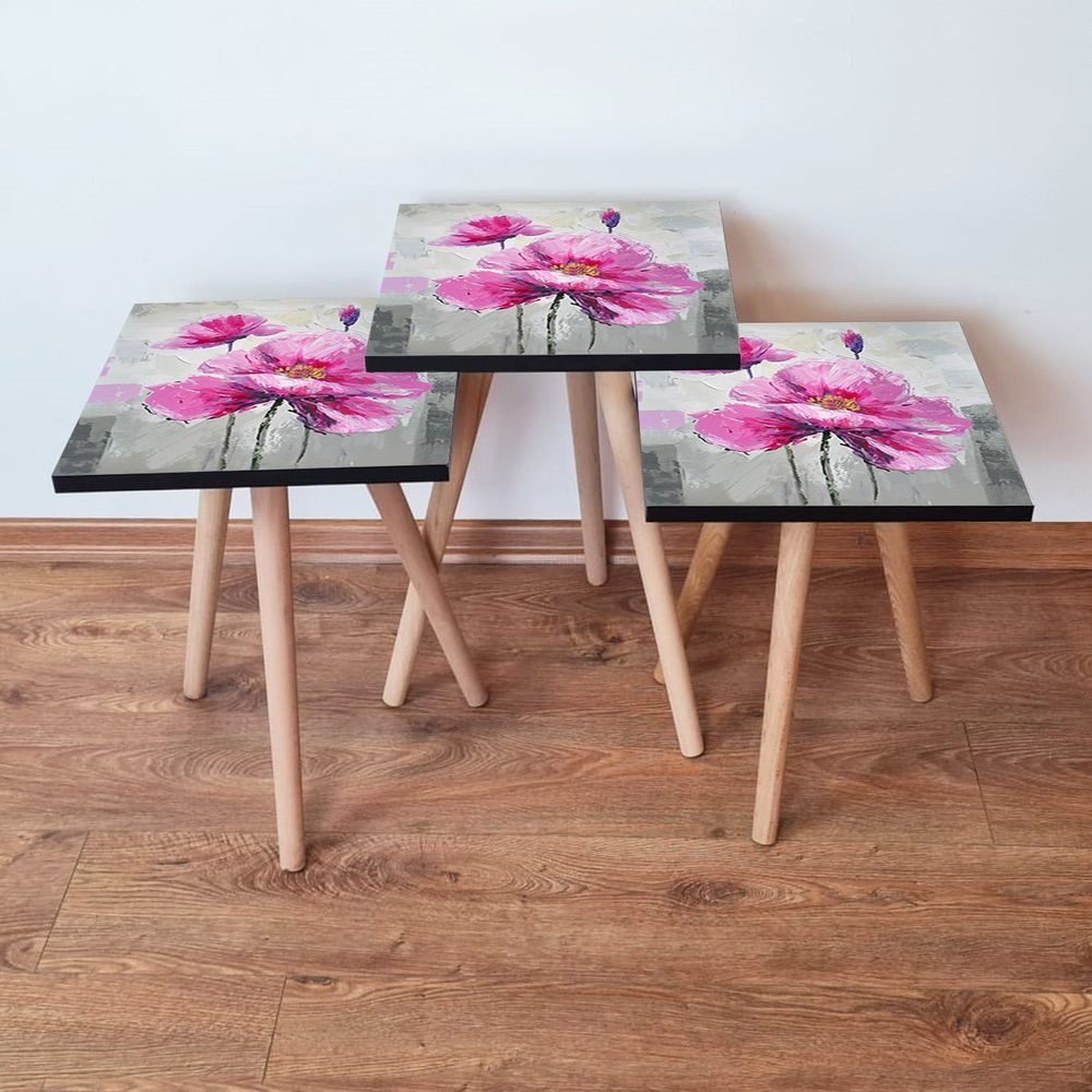 Set Nesting Stolova (3 Komada) 3Shp298 - Boje: Siva, Roza, Ljubičasta, Žuta slika 1